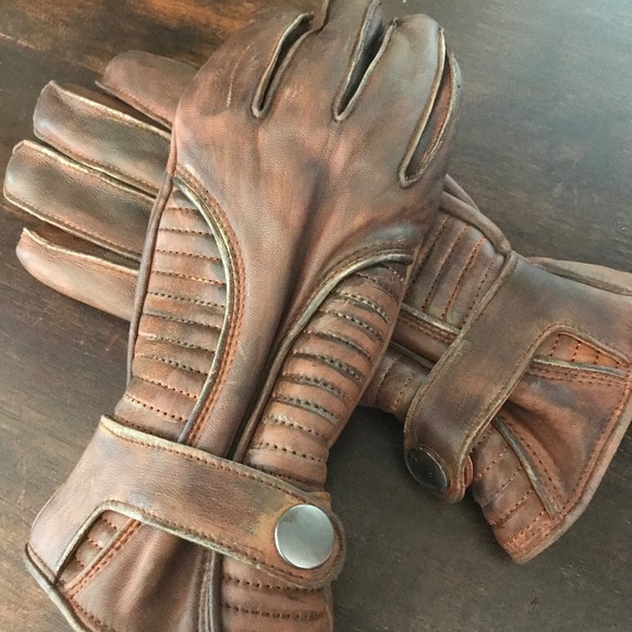 Marron Accessories - Genuine Leather Distressed Brown Aviator Gloves -  P/S